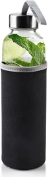 Staklena boca za vodu s neopren navlakom 490 ml crna