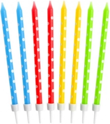 Godan rođendanske svjećice s točkicama, mix boja, 24 kom