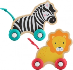 FISHER-PRICE drvene životinje na kotačićima – set lav i zebra