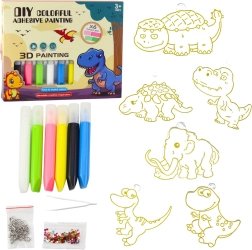Kreativni DIY set – vitraj privjesci dinosauri sa 6 gel olovki