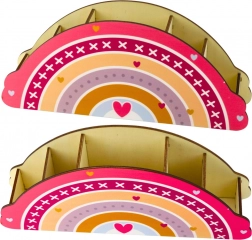 Drveni organizator za stol za djecu u ružičastoj boji s motivom duge