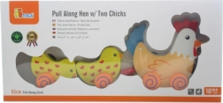 Viga drvena igračka na povlačenje kokoš s pilićima 36 cm