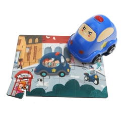 TOP BRIGHT drvene puzzle s igračkom – policijski auto, 24 dijelova