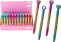 Kuglična olovka s blještavim dijamantom, zlatno tijelo, plava patrona 0,7 mm