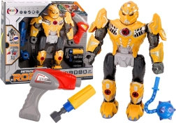 Vijčani robot sa svjetlima i zvukovima – konstrukcijski set s bušilicom i priborom, žuti