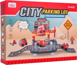 Vatrogasna garaža s mekim autićem – dvoetažno parkiralište za djecu