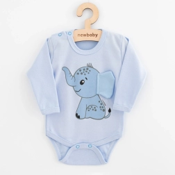 Dječji bodi s dugim rukavima New Baby Happy Elephant plavi 74 (6–9 mjeseci)