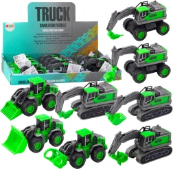 Građevinsko vozilo s navojnim pogonom – mini bager, utovarivač ili buldožer, zeleno