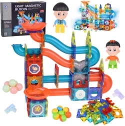 Magnetične svjetlosne 3D kocke – velika staza za kuglice, 142 dijela