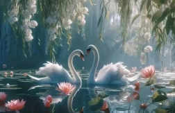 Dijamantno slikanje labudovi 30 × 40 cm