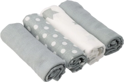 Pamučne muslinske pelene NEW BABY Softy s uzorkom 70 × 70 cm, 4 kom, sivo-bijele