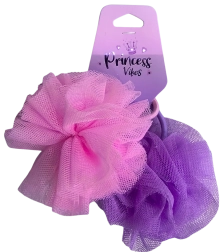 PINK set of tulle hair ties pink and purple, 2 pcs