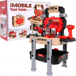 Dječja radna klupa 2-u-1 – kofer i stalak – Crvena