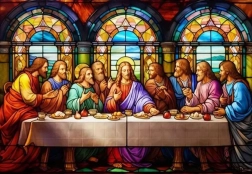 Dijamantno slikanje Posljednja večera vitraž 80 × 40 cm