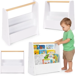 Montessori dječja knjižnica 3-etažni stalak za knjige bijeli ecotoys
