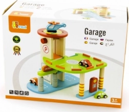 Drvena garaža s autićima i helikopterom