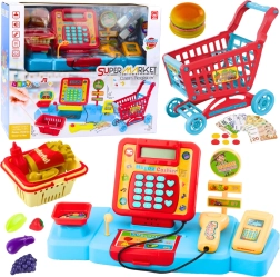 Dječji set za igru blagajna, košarica i namirnice s efektima