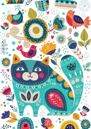 Puzzle mačka i ptičice 1000 dijelova