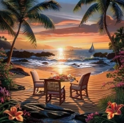 Dijamantno slikanje Sjedenje pri zalasku sunca 30 × 40 cm