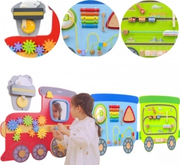 Drvena zidna manipulativna ploča u obliku vlaka VIGA