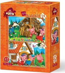 ART PUZZLE tri praščića – set 2 slagalica (24 i 35 dijelova), 34 × 24 cm