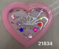 Prstenčići s kamenčićima i krunom - set od 11 kom