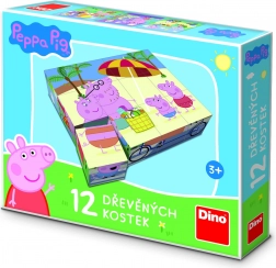 Dino drvene slikovne kocke Peppa Pig – 12 kocaka