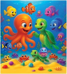 Drvene puzzle hobotnica i kornjača WOODEN CITY, 20 dijelova