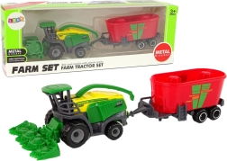 Kombajn s prikolicom – zeleno-crveni poljoprivredni stroj, plastična igračka