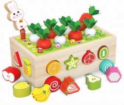 Drveni slagalica s mrkvicama i kolicima