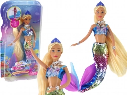 Lutka sirena s dugom plavom kosom i ljuskastim repom