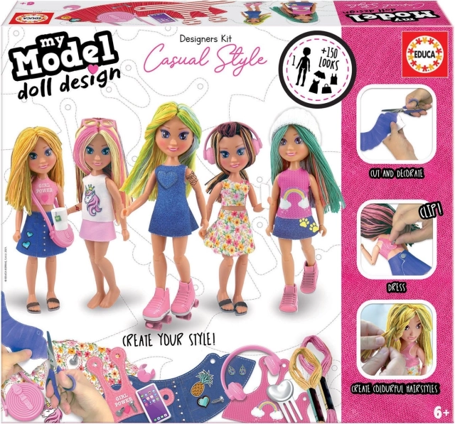 Kreativni set EDUCA My Model Doll Design: ležerni stil
