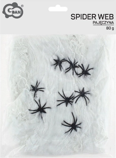 White spider web with 8 black spiders 80 g