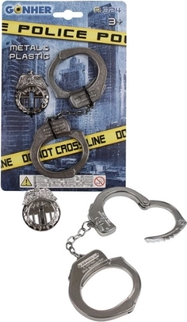 Gonher police set with metal handcuffs and badge