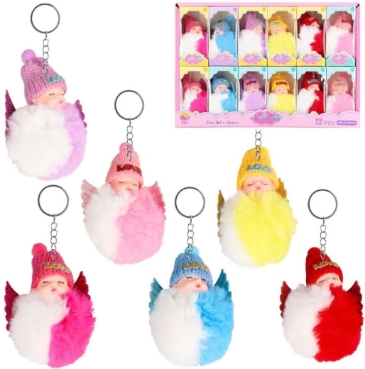 Doll keychain with pom-pom and wings - 1 piece