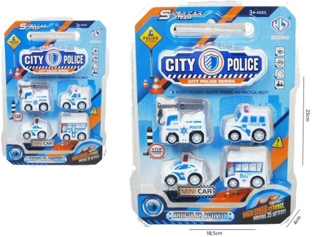 Set policijskih autića 5 cm (4 kom)