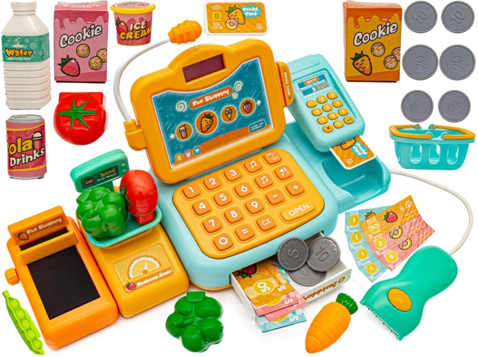 Edukativna dječja blagajna za trgovinu s mikrofonom, vagom i skenerom