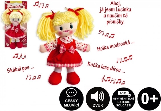 Krpena lutka Lucinka 30 cm koja pjeva na češkom