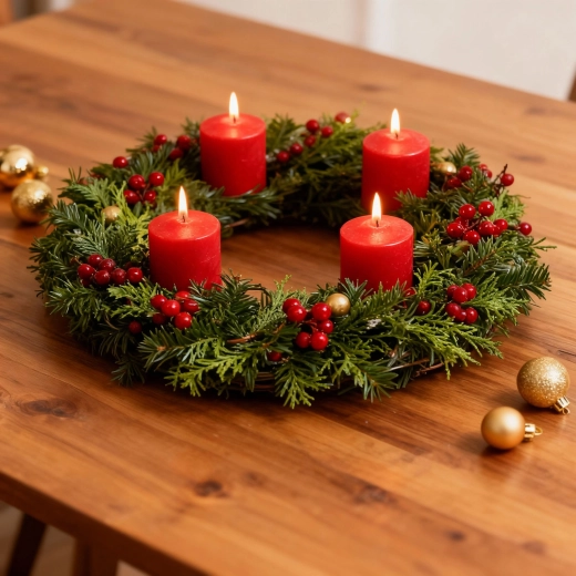 Set of Red Unscented Pillar Candles