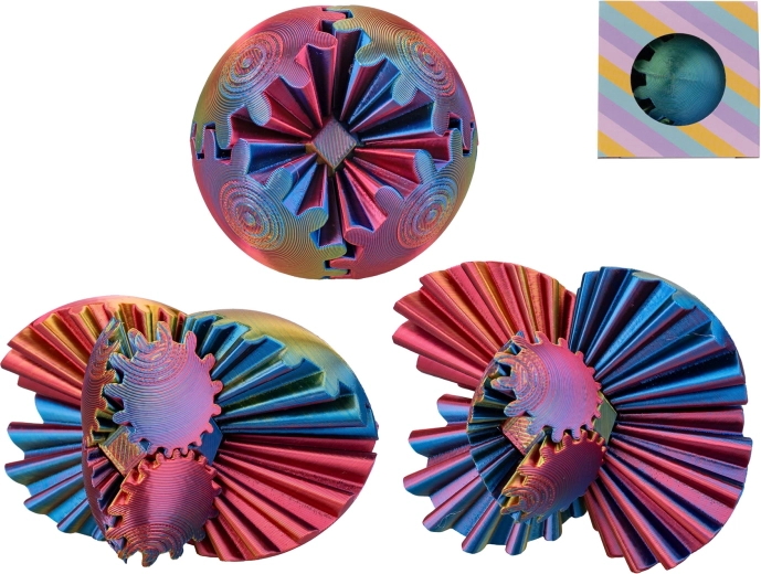 Antistresna slagalica loptica 6 cm – dvobojna spiralna puzzle lopta