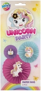 Papirnati lepezeri s motivom jednoroga – set 3 kom MOXY