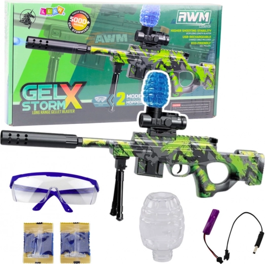 Karabin AWM na vodene kuglice zeleni s naočalama 61 cm