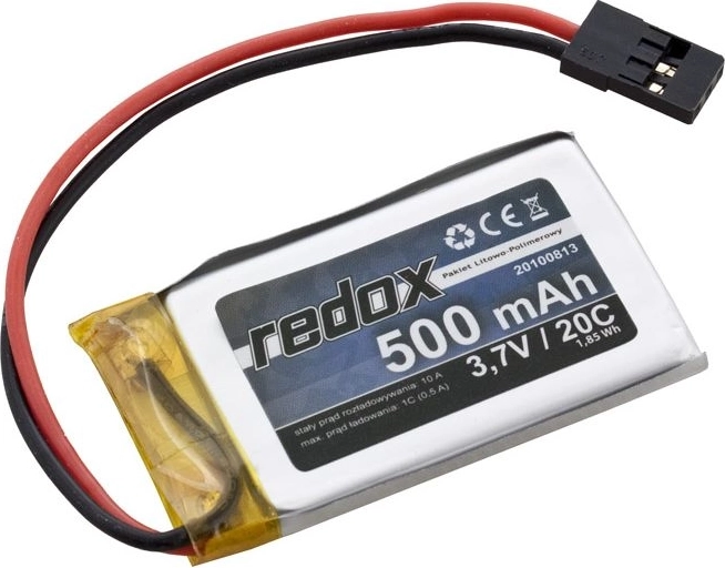Redox Li-Pol baterija 500 mAh 3,7 V 20C s konektorom JR - 1 komad