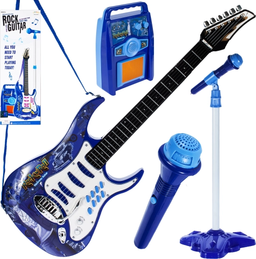 Electric guitar with power amplifier – blue