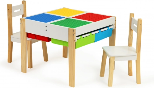 Drveni dječji set namještaja: stol i 2 stolice ECOTOYS