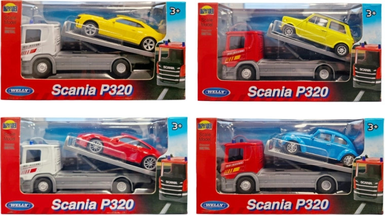 Welly vučni kamion Scania 1:57 sa sportskim automobilom 1:43