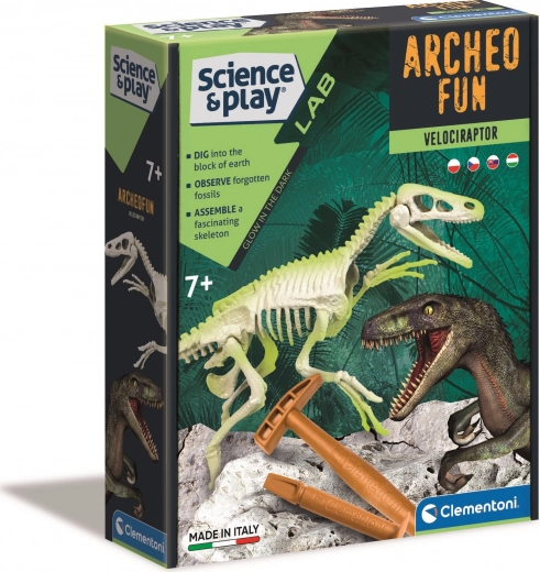 Clementoni Science & Play ArcheoFun: svjetleći kostur velociraptora