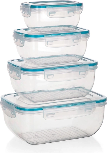 Hermetičke pravokutne posude za hranu LEYA – set 4 kom (0,14–2,3 l)