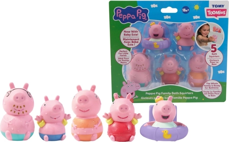 TOMY Peppa Pig štrcalice za kupanje, 5 kom