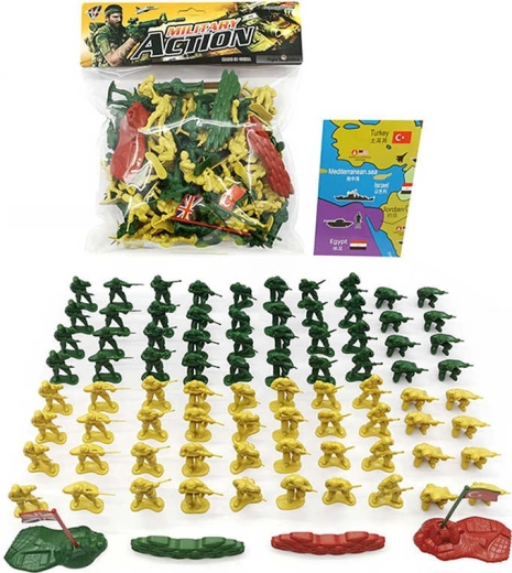 Vojni set figurica vojnika s preprekama i zastavama (87 dijelova)